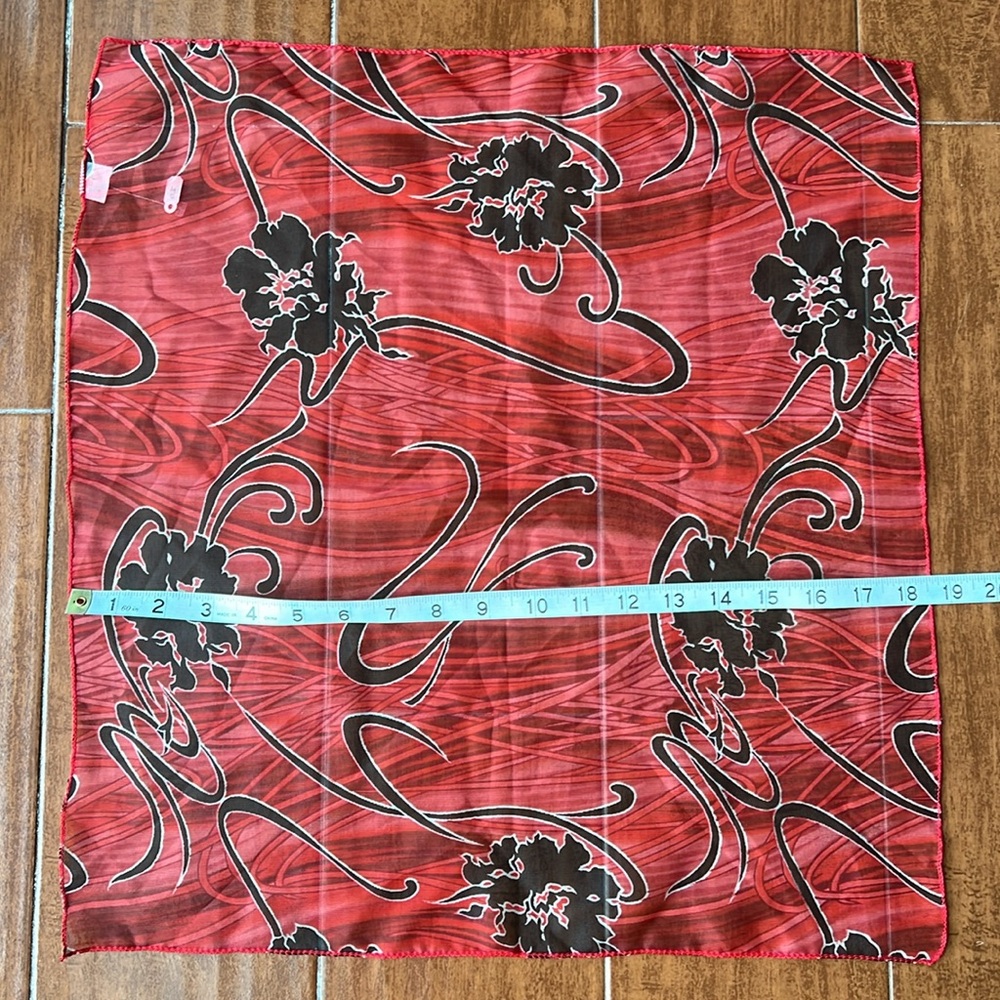 Red and Black Floral Scarf - Picture 2 of 8